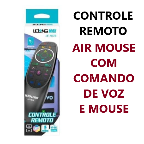 CONTROLE REMOTO 2.4G BLUETOOTH AIR MOUSE GIROSCOPIO COM COMANDO DE VOZ LE-7676