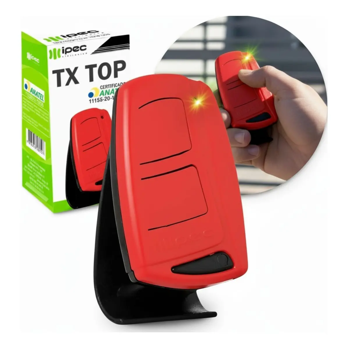 Controle para Portão Tx Top Mais Vermelho Mustang 433,92Mhz SMD Ipec A2184/Vermelho