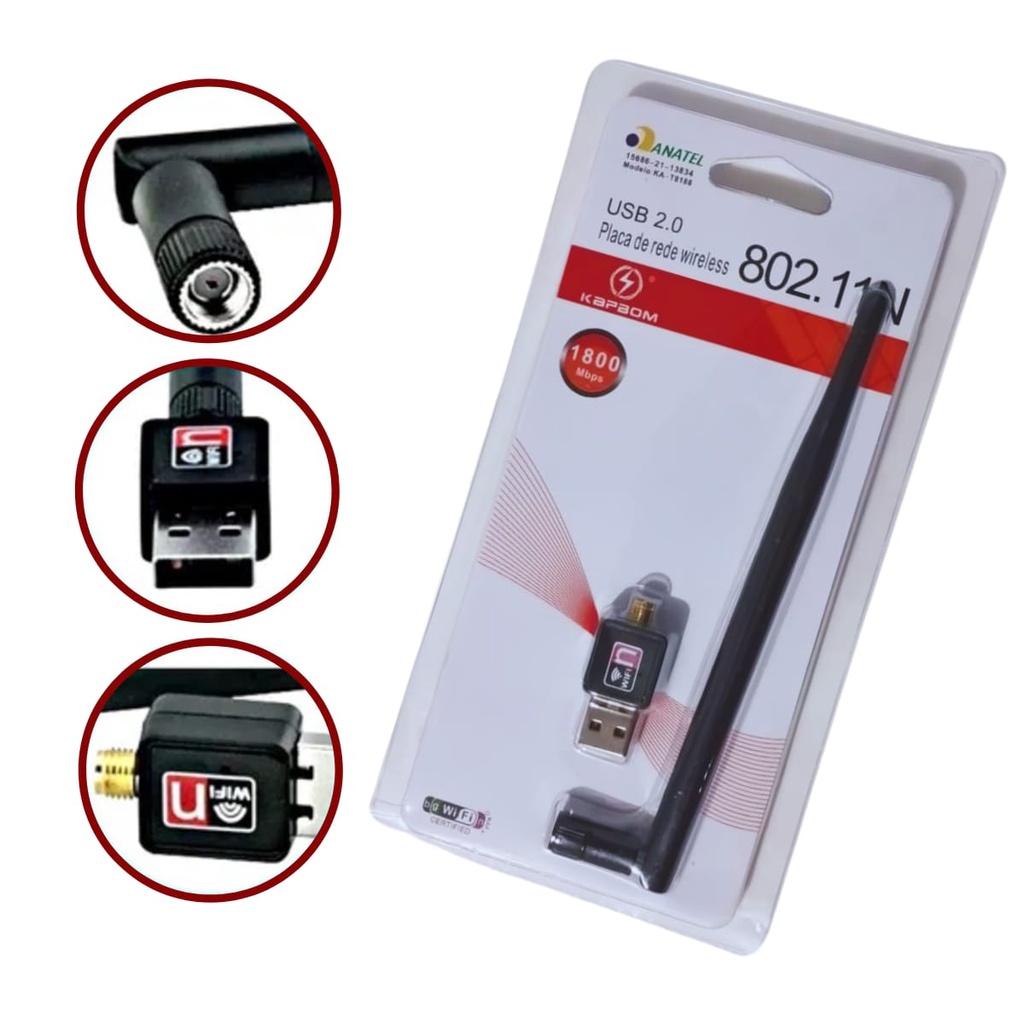 Antena Wirelles Usb 2.0 1800Mbps 802.11N