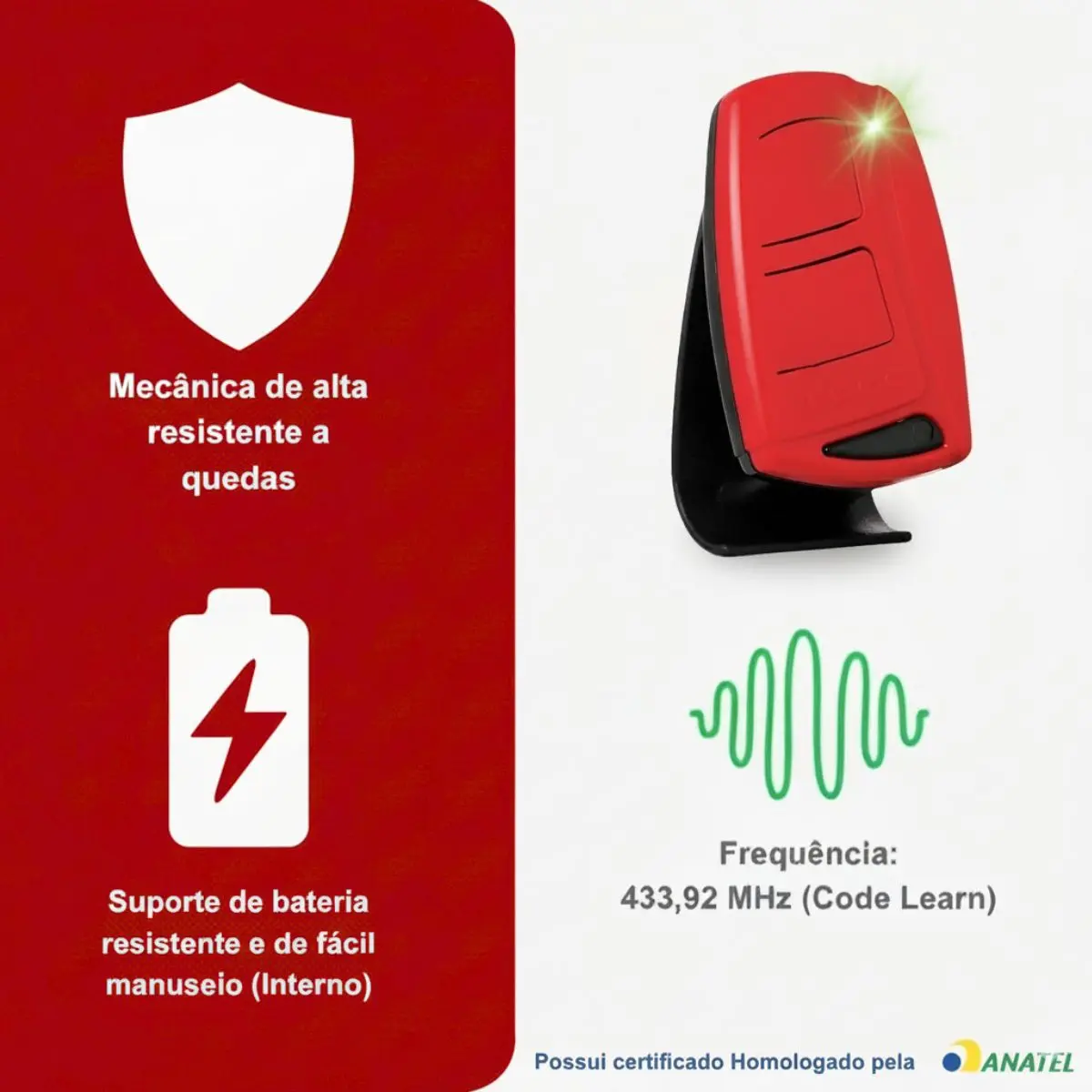 Controle para Portão Tx Top Mais Vermelho Mustang 433,92Mhz SMD Ipec A2184/Vermelho foto 6