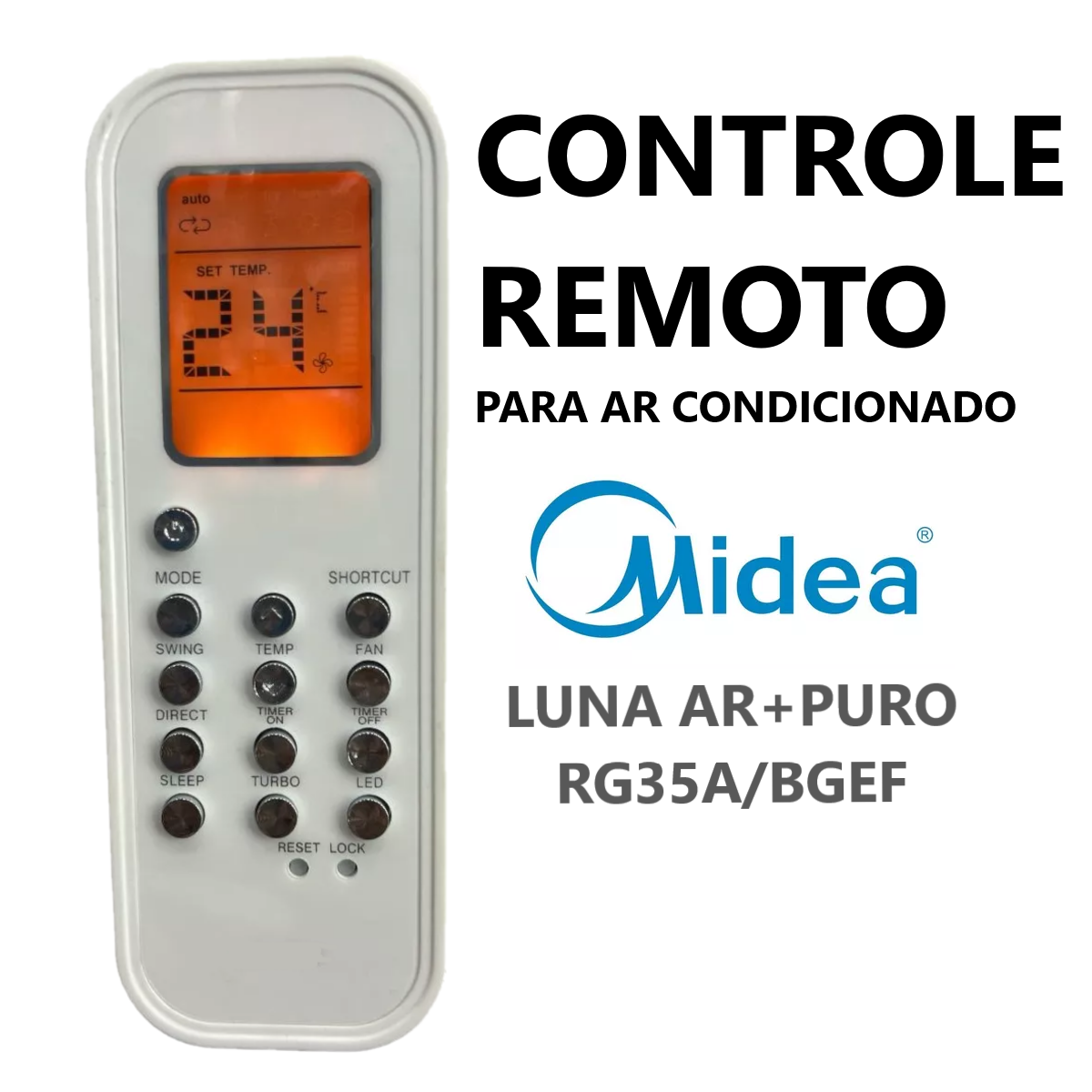 Controle Remoto Ar Condicionado Midea Luna Rg35A/Bgef Ar+Puro -7304 foto 2