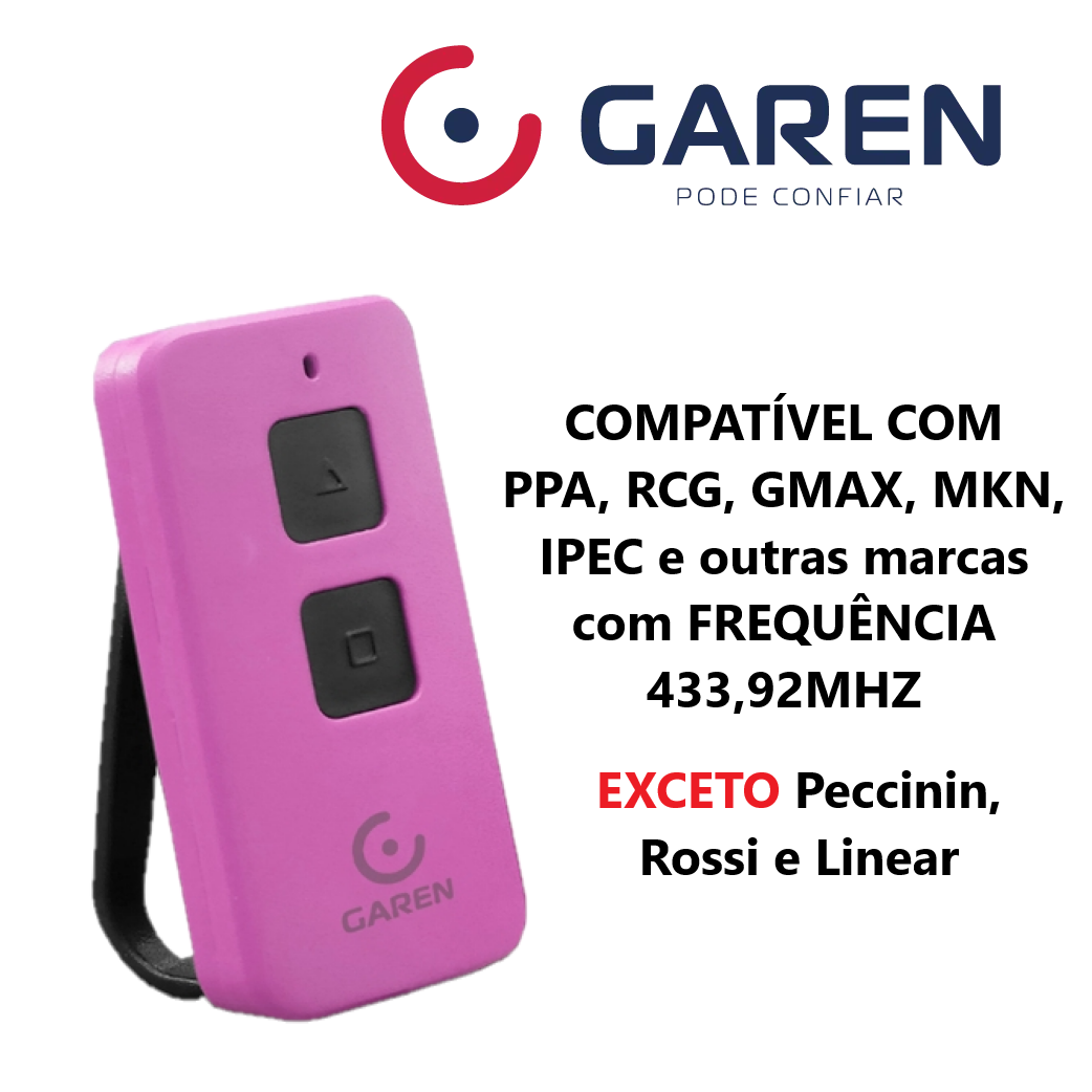 TRANSMISSOR TX MAX LIGHT SMD GAREN 433,92MHZ TRANSMISSOR TX MAX LIGHT SMD GAREN 433,92MHZ:ROSA foto 2