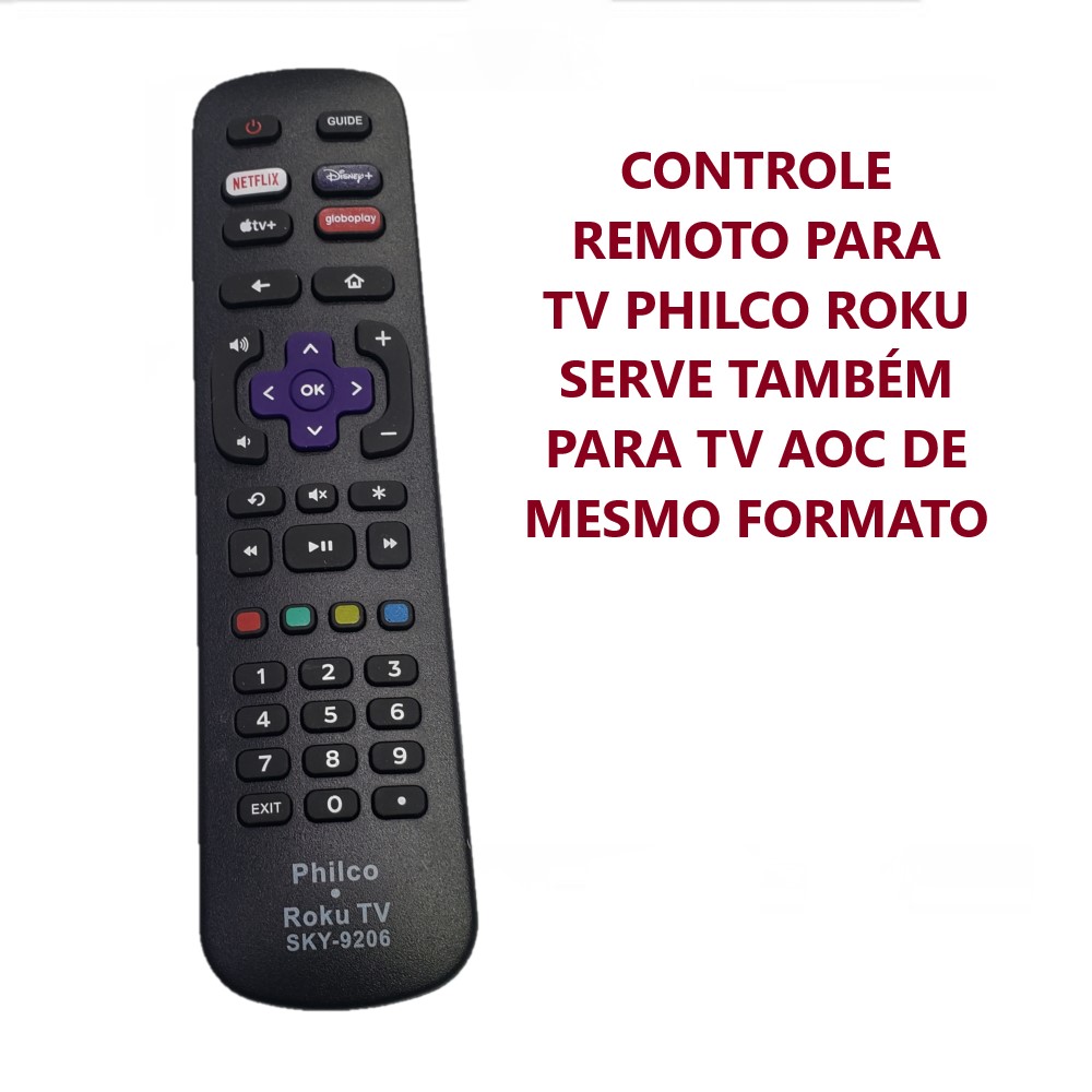 CONTROLE REMOTO TV AOC / PHILCO ROKU TV -9206 -7356