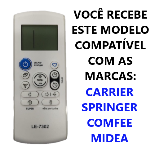 CONTROLE REMOTO AR CONDICIONADO CARRIER/SPRINGER/MIDEA RG57 -9309 -7302 foto 2