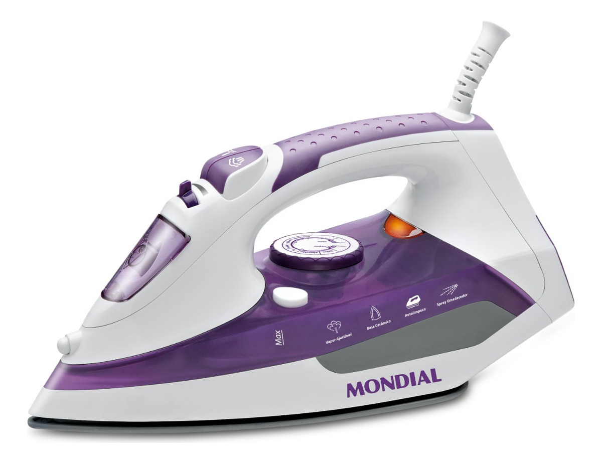 Ferro A Vapor Ceramic Express, Mondial, 200w - F-40 Branco E Roxo 127v