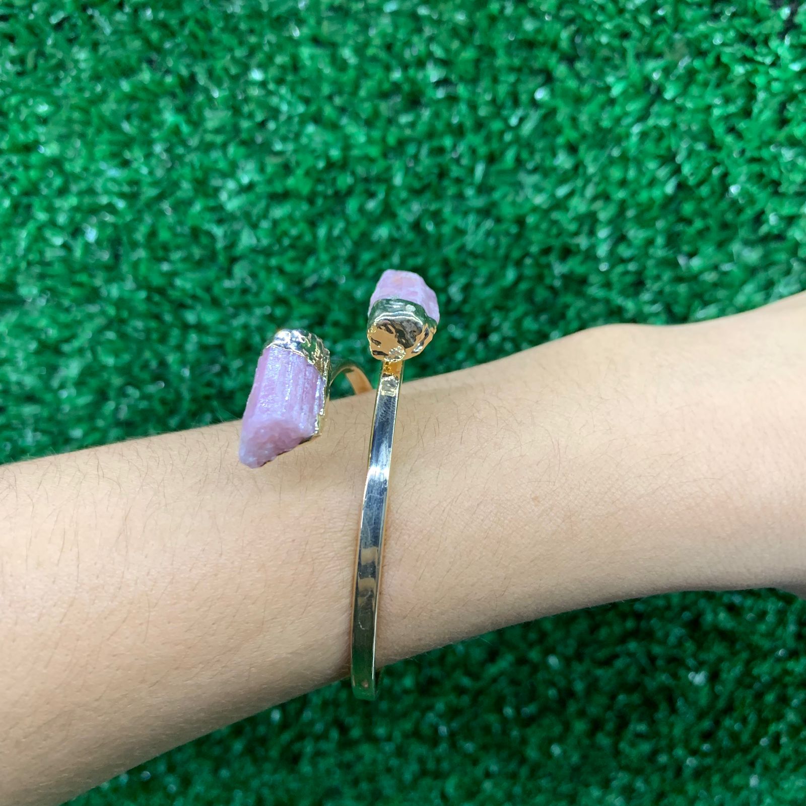 Bracelete Duas Pedras Brutas- Dourado