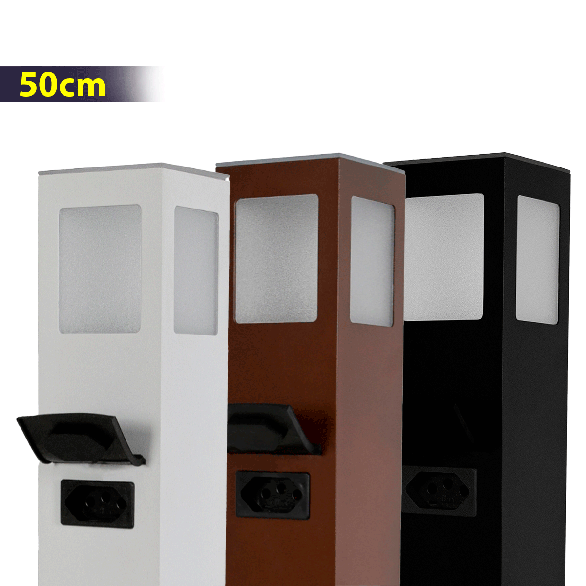 Poste Balizador Com Tomada Para Jardim Led E27 50 Cm