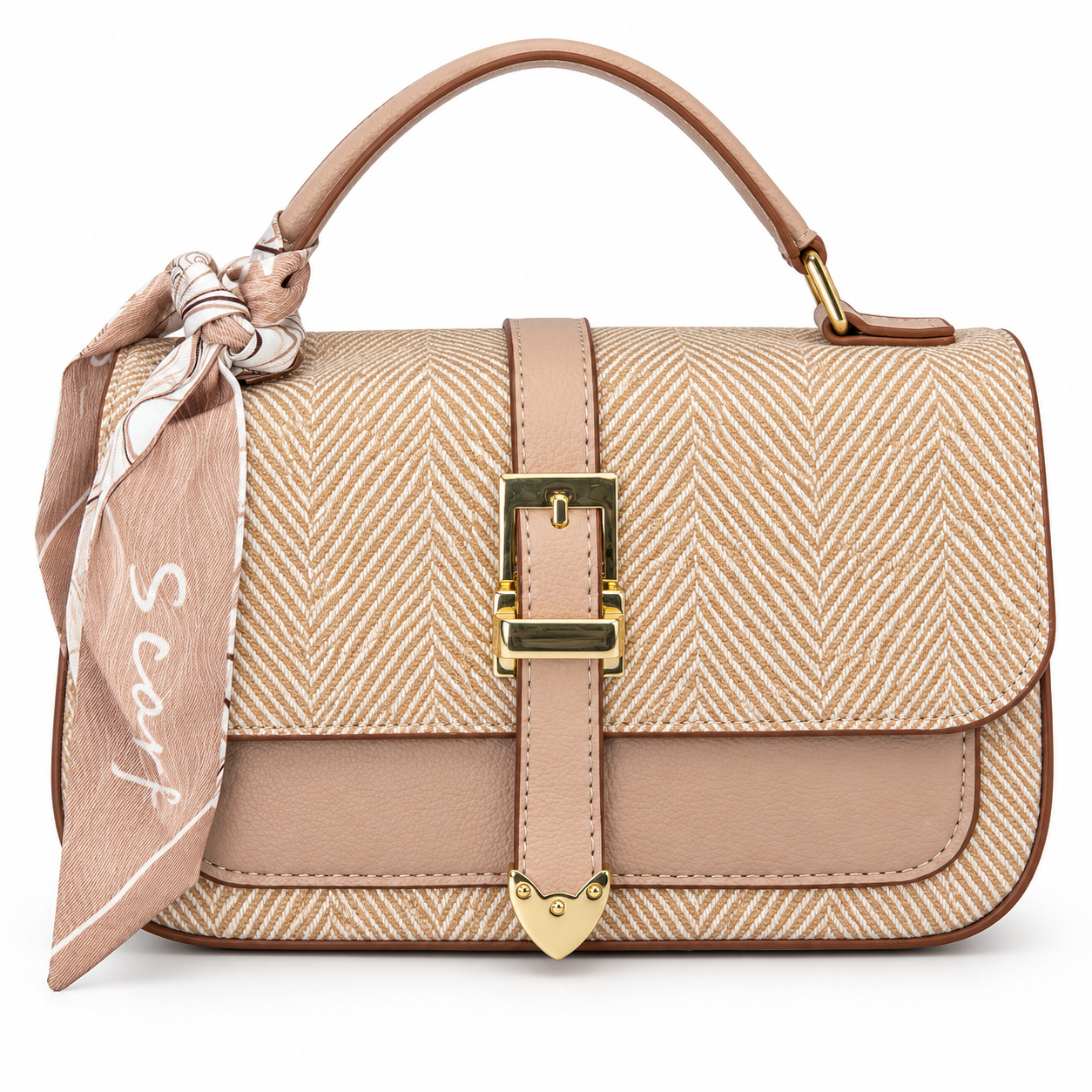 Bolsa Feminina Lucky Girl Texturizada com Lenço e Fivela Dourada
