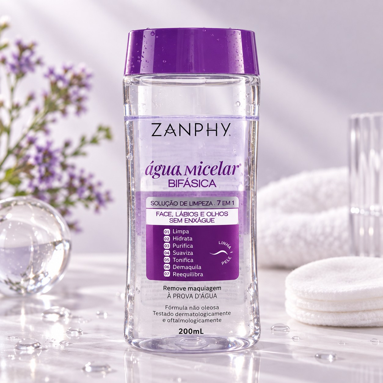 Água Micelar Bifásica Zanphy 200 ml Linha Pele