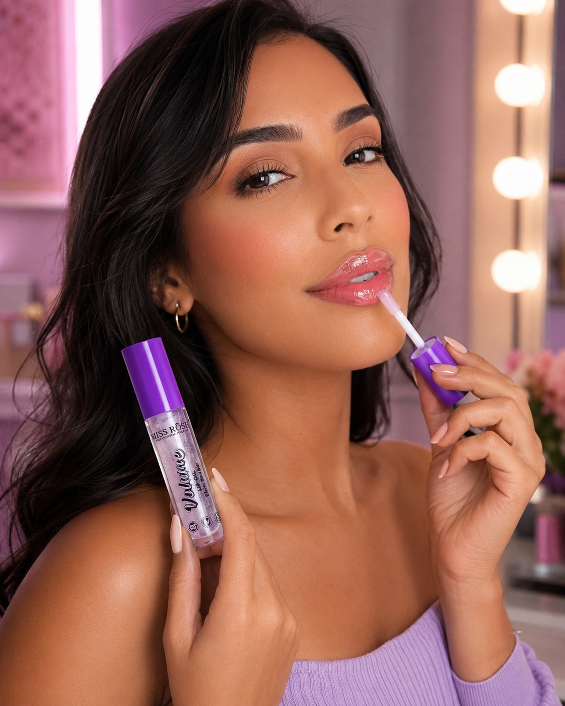 Lip Oil Miss Rôse Volume Efeito Bocão Brilho Espelhado