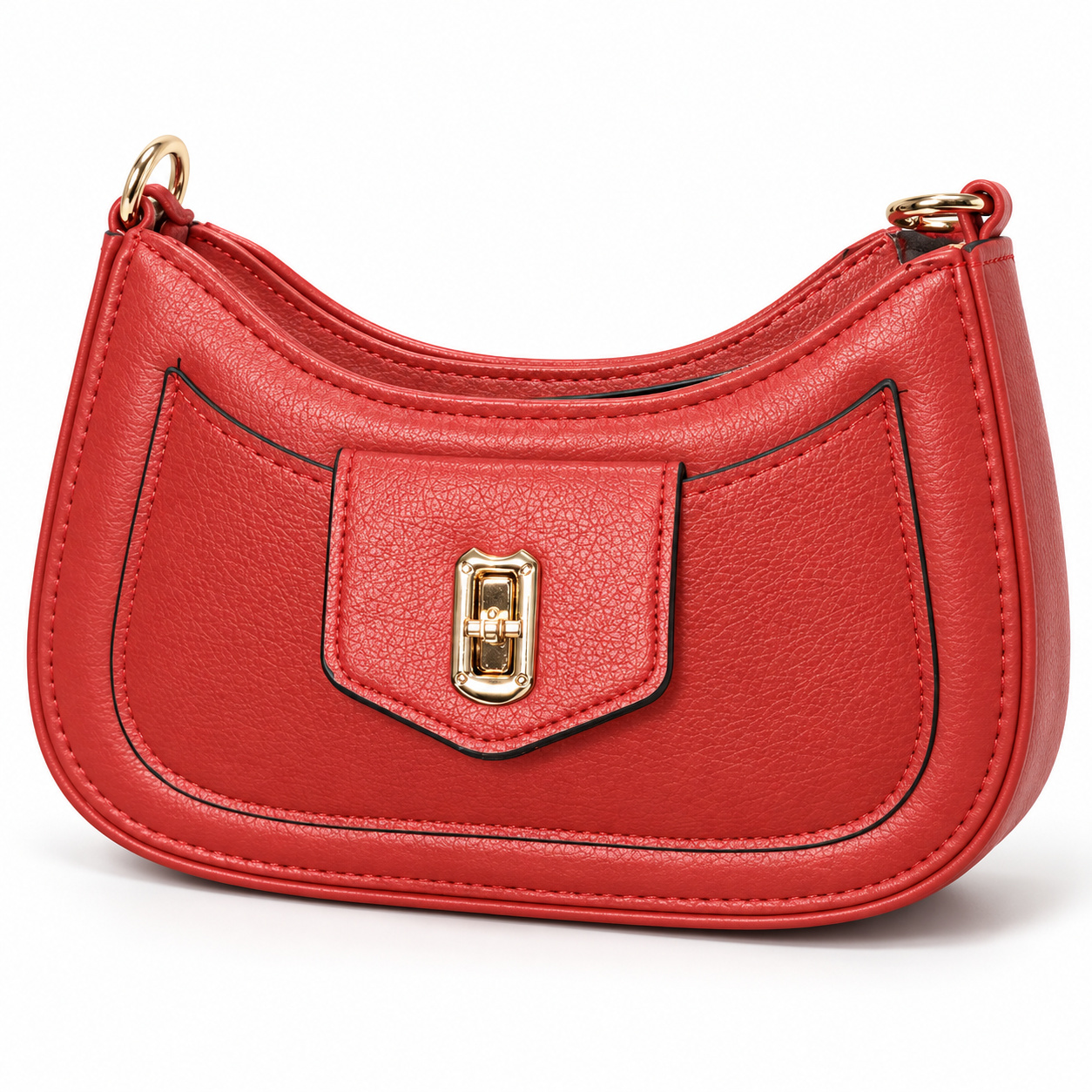 Bolsa Feminina Lucky Girl com Design Curvo e Fecho Dourado