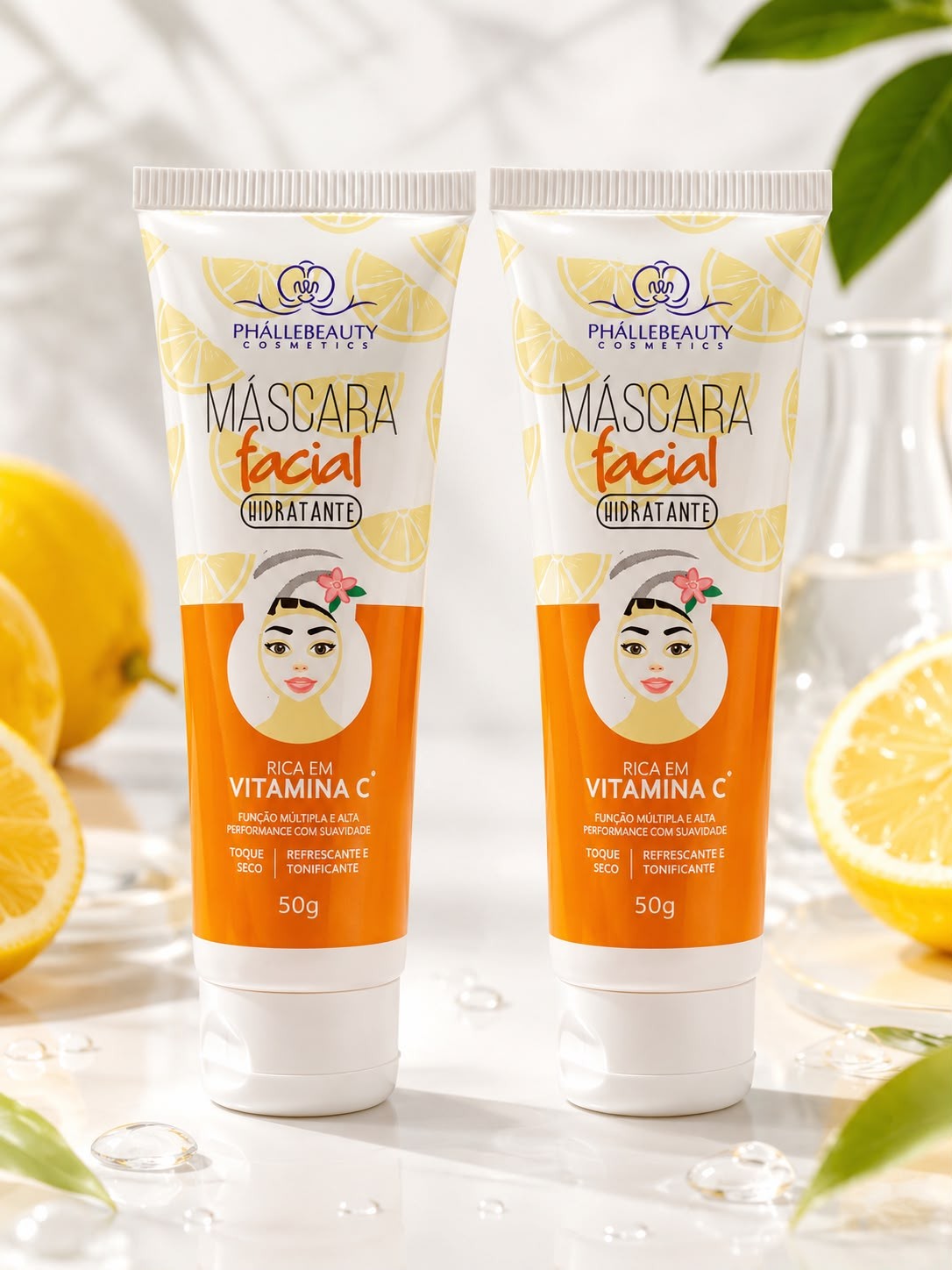 Máscara Facial HD Vitamina C Phállebeauty