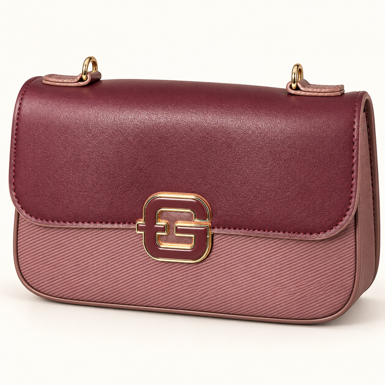 Bolsa Feminina Lucky Girl Vinho com Fecho Duplo Dourado