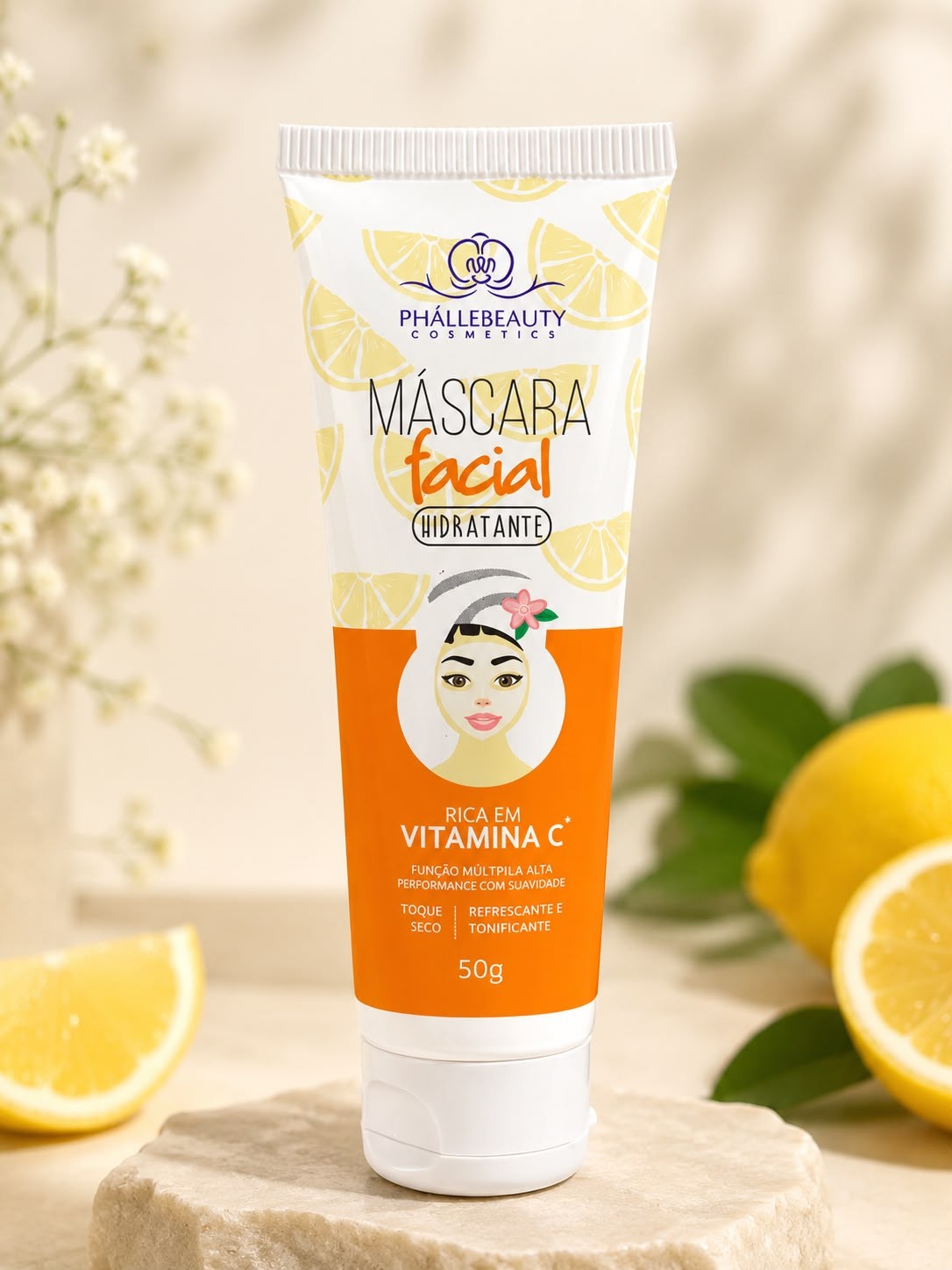 Máscara Facial HD Vitamina C Phállebeauty