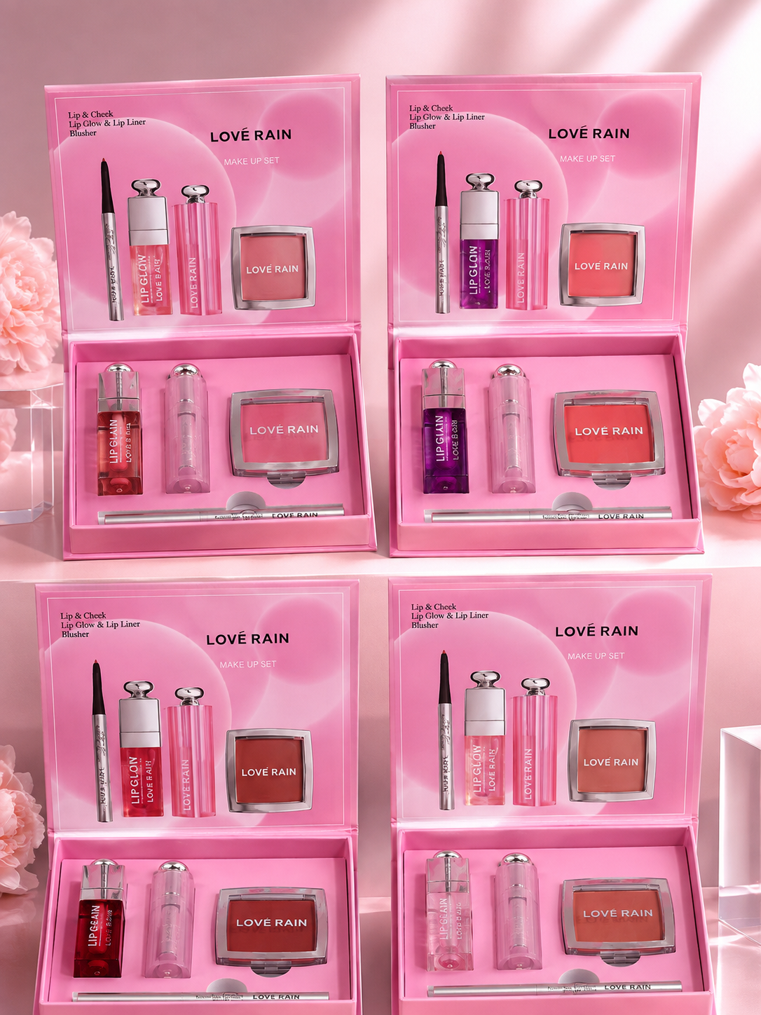 Kit Gloss Labial e Lápis de Boca Love Rain