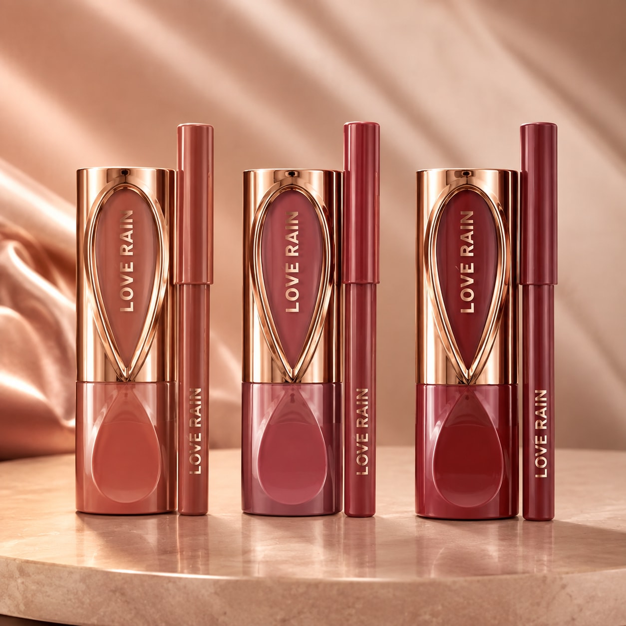 Kit Batom e Lápis Labial Love Rain