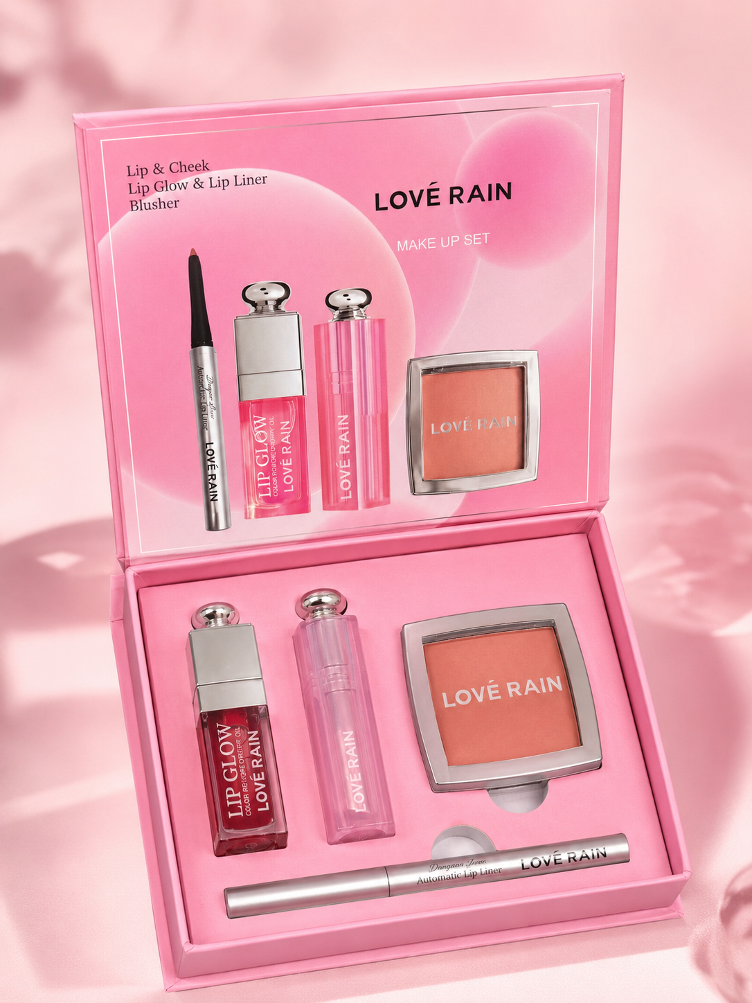 Kit Gloss Labial e Lápis de Boca Love Rain