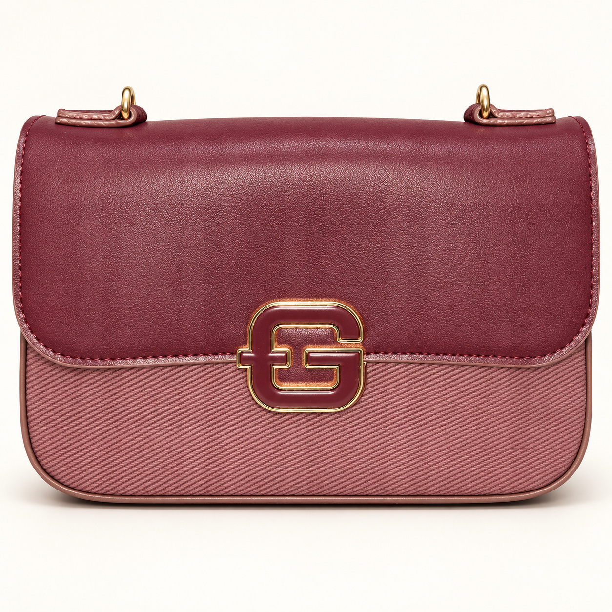 Bolsa Feminina Lucky Girl Vinho com Fecho Duplo Dourado