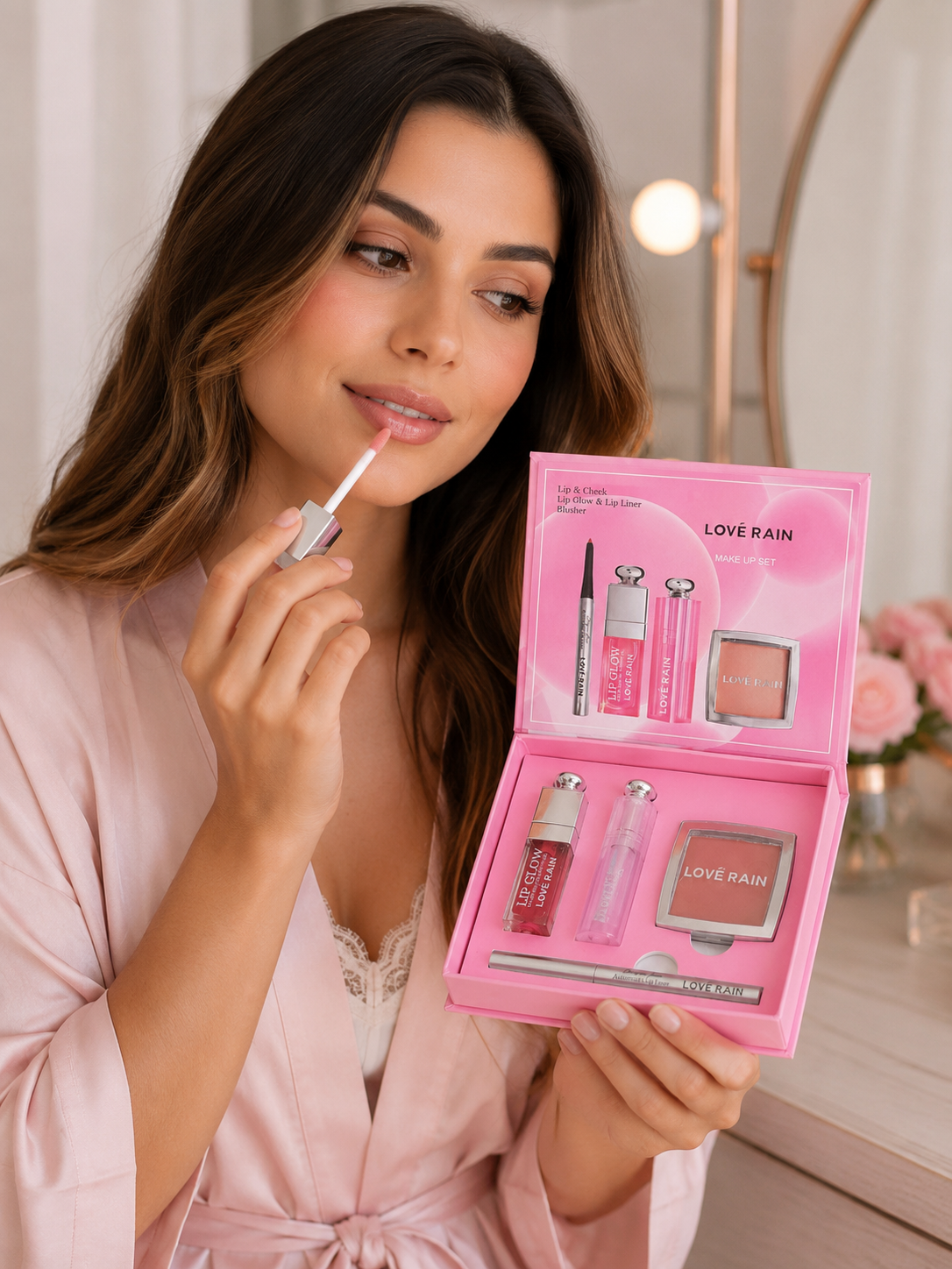 Kit Gloss Labial e Lápis de Boca Love Rain