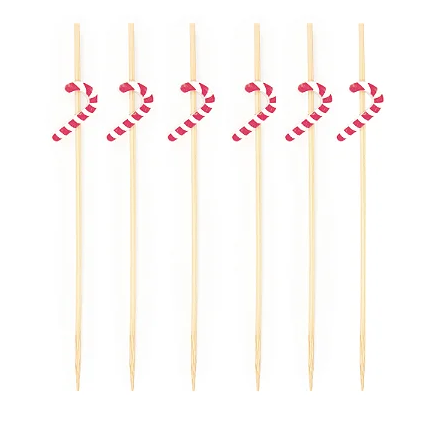 JG C/20 PALITOS P/APERITIVO CANDY CANE - VERMELHO E BRANCO