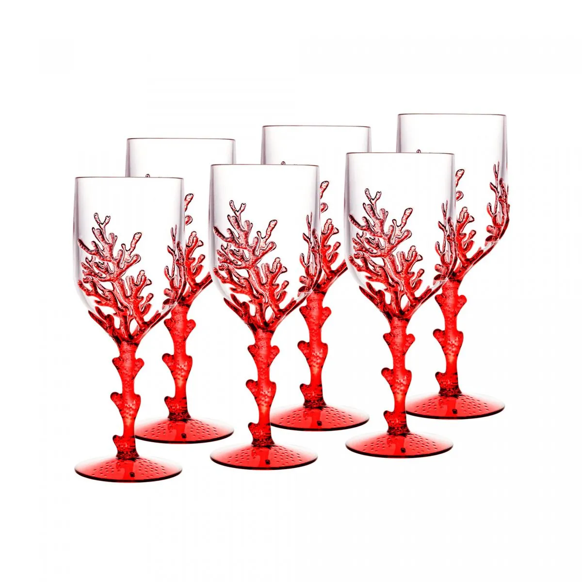 JOGO 6 TAÇAS ACRÍLICO CORAL VERMELHO 450ml