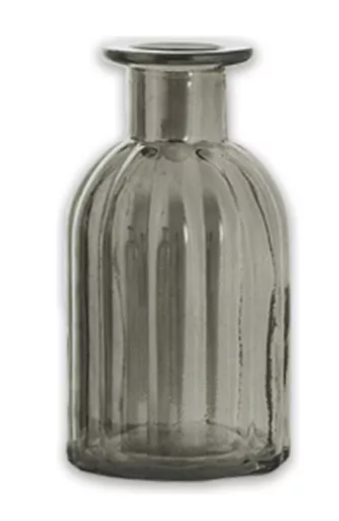 MINI VASO VIDRO CANELADO CINZA P 10cm