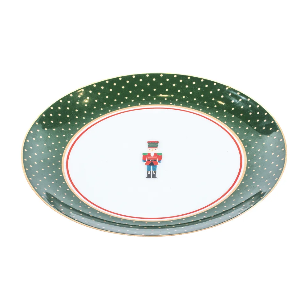 PRATO DE JANTAR QUEBRA NOZES VERDE/ OURO 19cm
