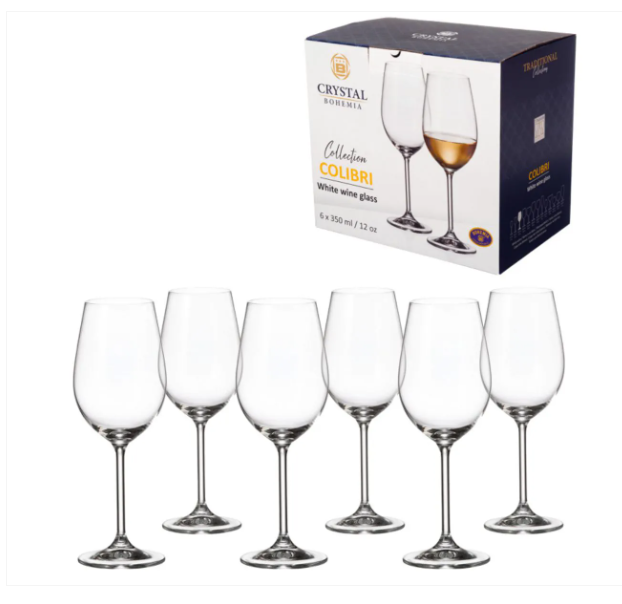 JOGO 6 TAÇAS VINHO BRANCO CRISTAL COLUMBA