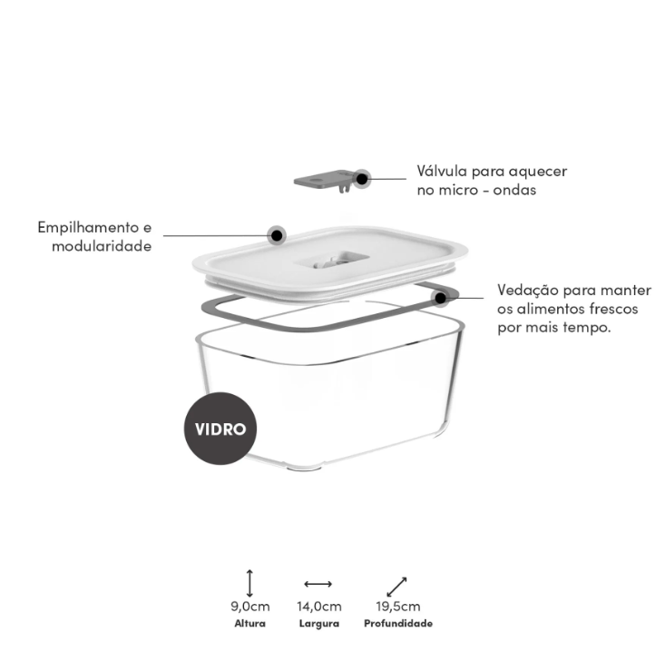 POTE DE VIDRO HERMÉTICO FECHADO 1,2L - FRESH LOCK - OU