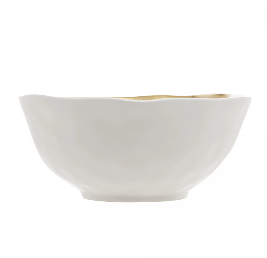 BOWL DE PORCELANA BRANCO E DOURADO DUBAI