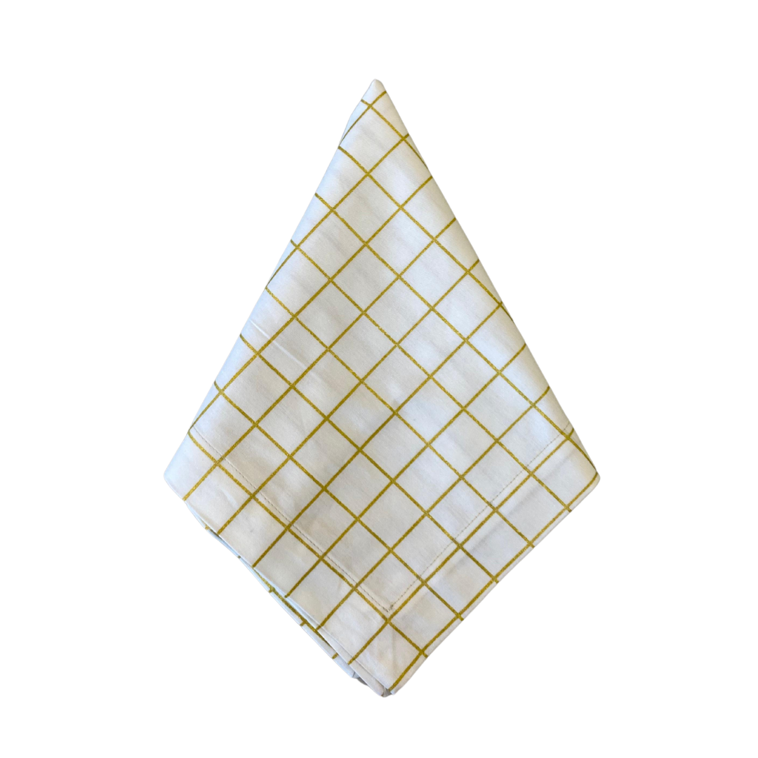 GUARDANAPO XADREZ BRANCO E DOURADO