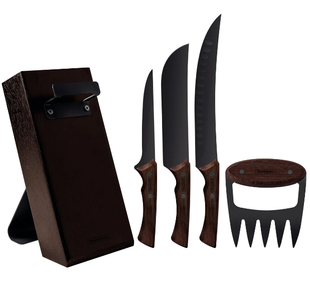 JOGO CHURRASCO BLACK LAMINAS EM AÇO INOX - TRAMONTINA