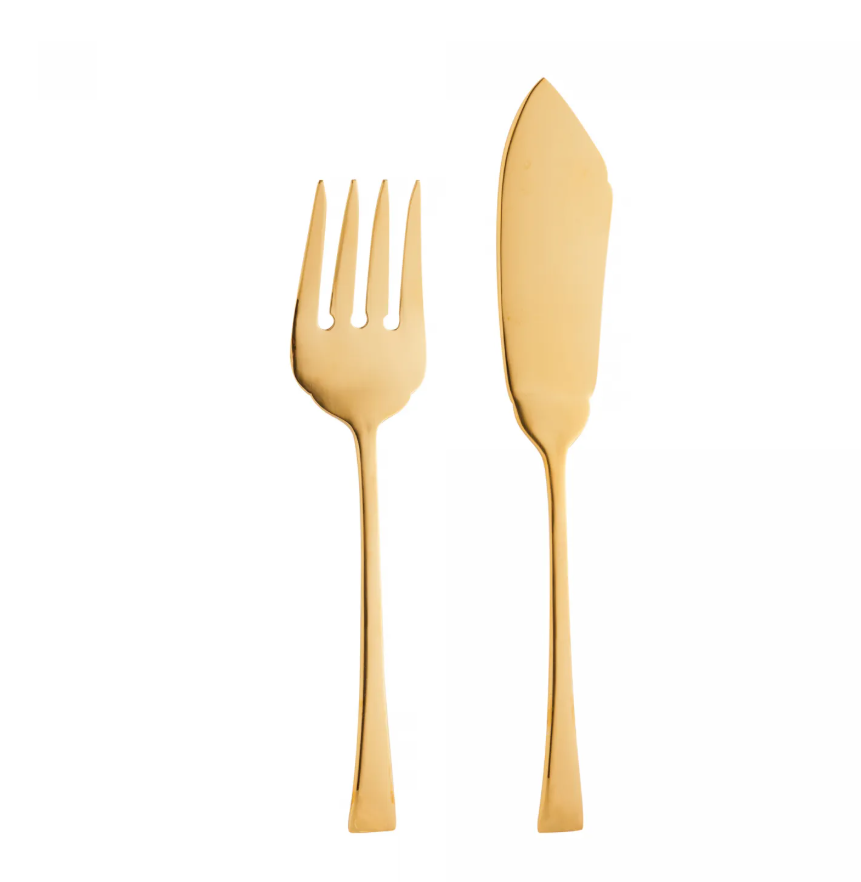 JOGO FACA E GARFOP/ SERVIR PEIXE DOURADO FOSCO BERNA