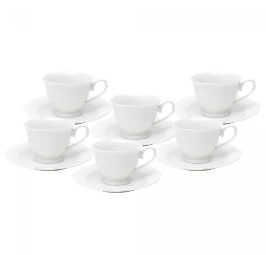 JOGO 6 XÍCARAS CAFÉ PORCELANA MALDIVAS BRANCO