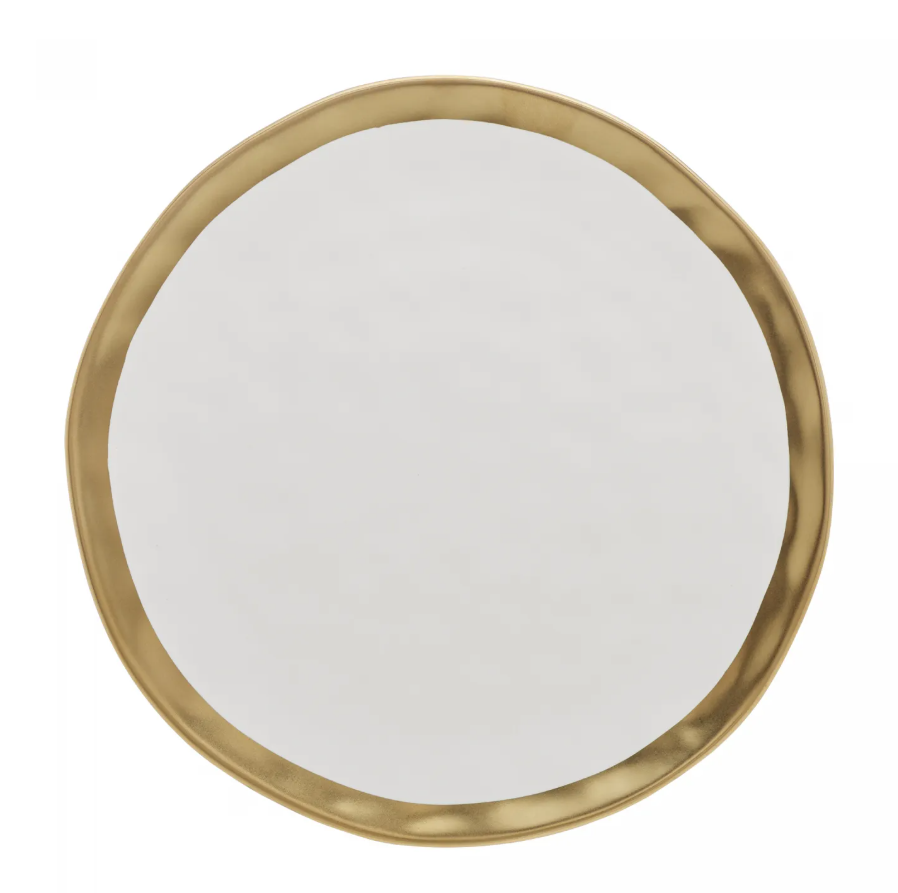 PRATO SOBREMESA PORCELANA BRANCO E DOURADO DUBAI