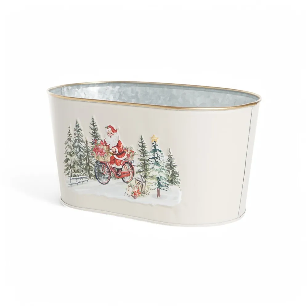 CACHEPOT PAPAI NOEL/ARVORE BCO/VRD/VRM 22,5cm () C/1 UN