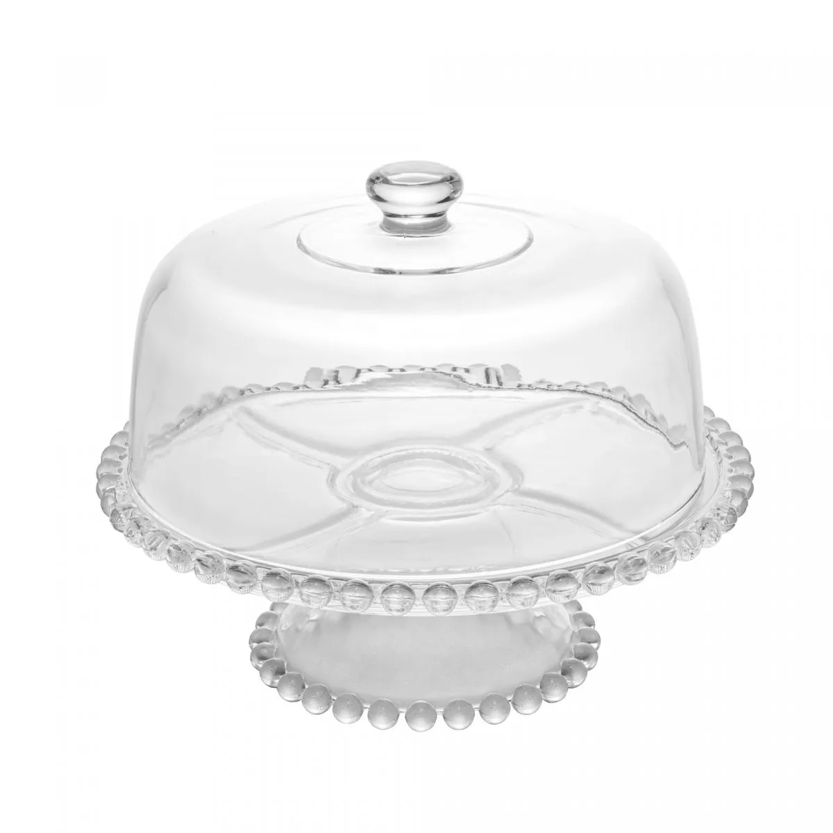 BOLEIRA CRISTAL C/ PÉ E TAMPA PEARL