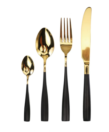 FAQUEIRO DOURADO E PRETO 24 PÇS