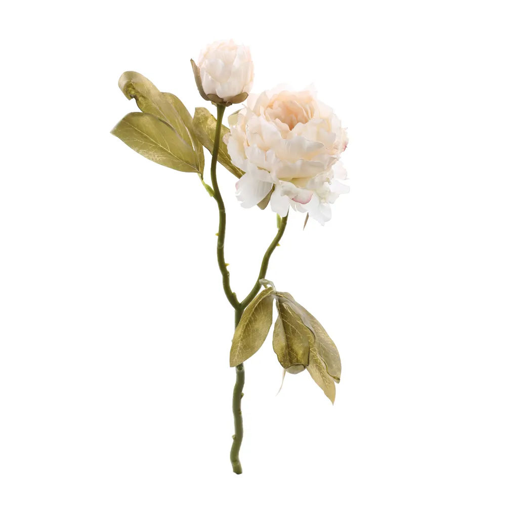 HASTE PEÔNIAS BRANCO 47CM