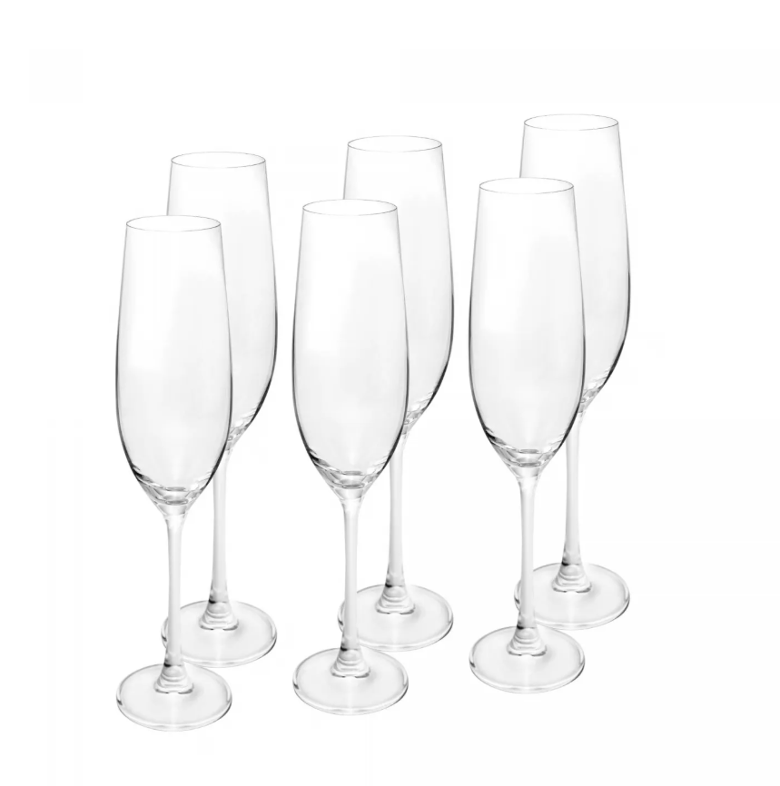 JOGO 6 TAÇAS CHAMPANHE CRISTAL ECOLÓGICO 260ml