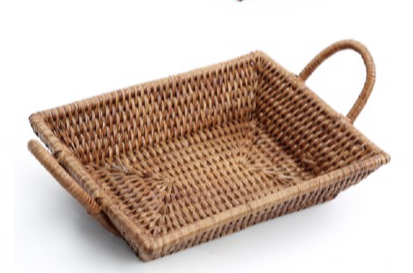 MINI BANDEJA RATTAN RETANGULAR COM ALÇA
