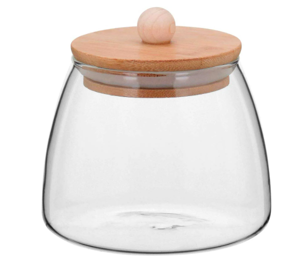 POTE TRANSPARENTE TAMPA BAMBU P 450ML