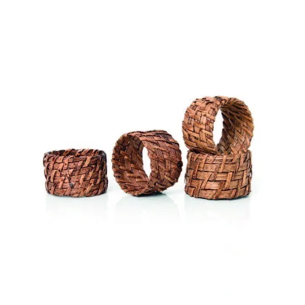 JOGO 4 PORTA GUARDANAPOS CIRCULAR RATTAN CASUAL