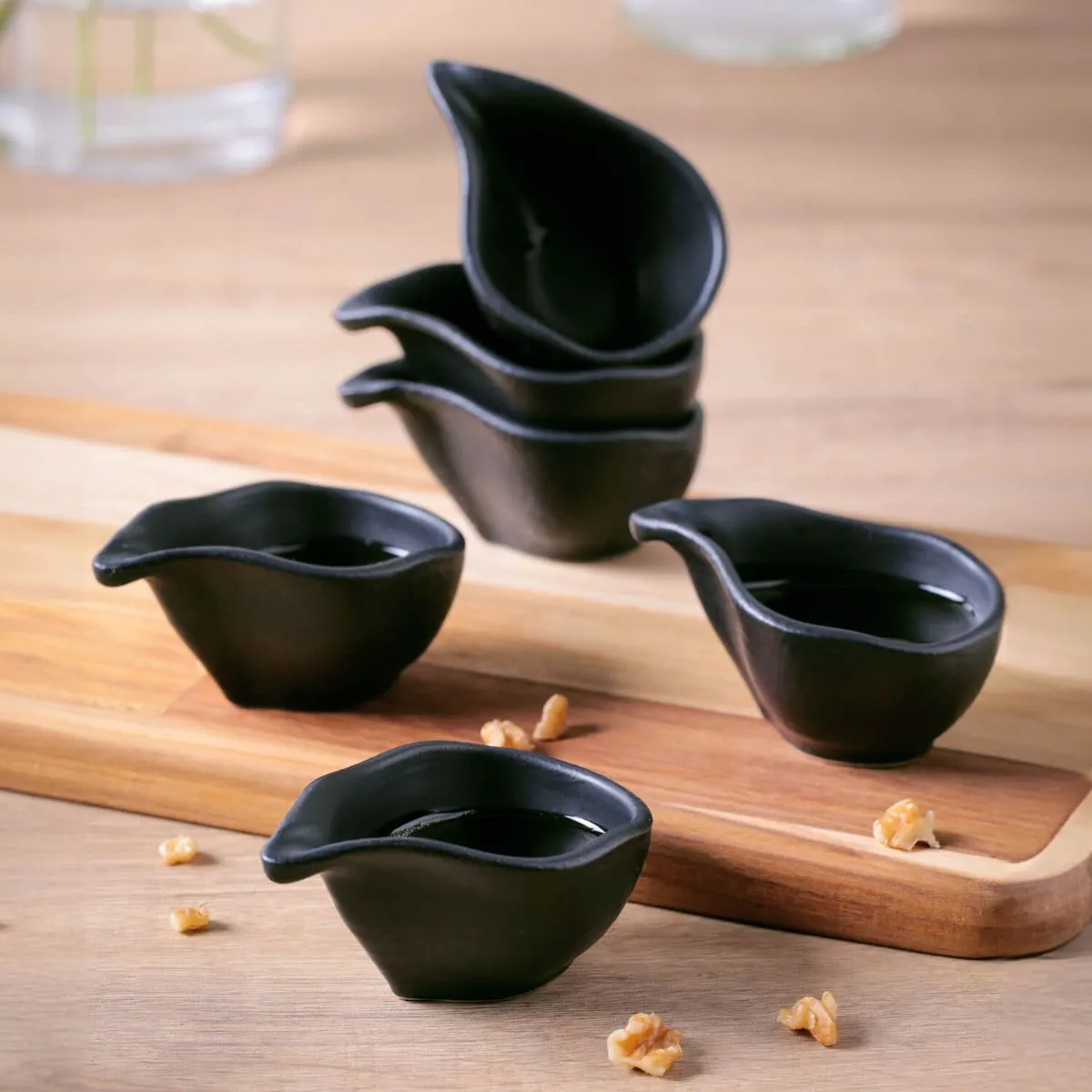 JOGO 6 MINI MOLHEIRAS ORGÂNICO PRETO MATTE