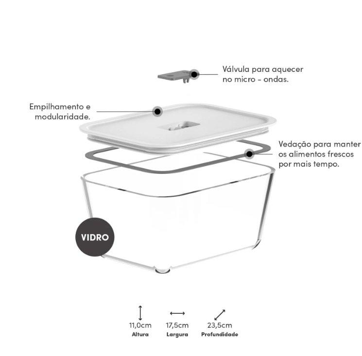 POTE DE VIDRO HERMÉTICO FECHADO 2,4L - FRESH LOCK - OU