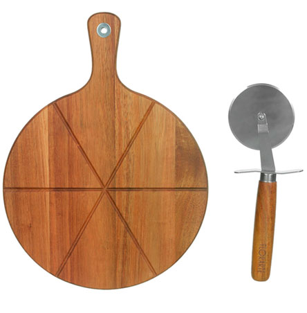 TÁBUA DE PIZZA COM CORTADOR