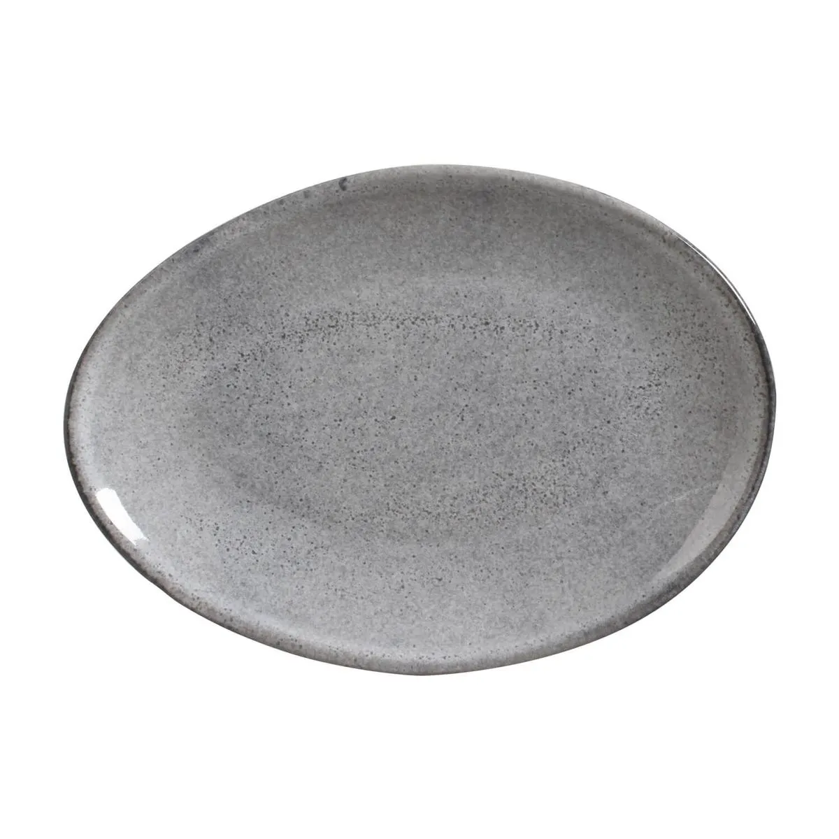 JOGO 6 PRATOS SOBREMESA OVAL ORGÂNICO CINZA