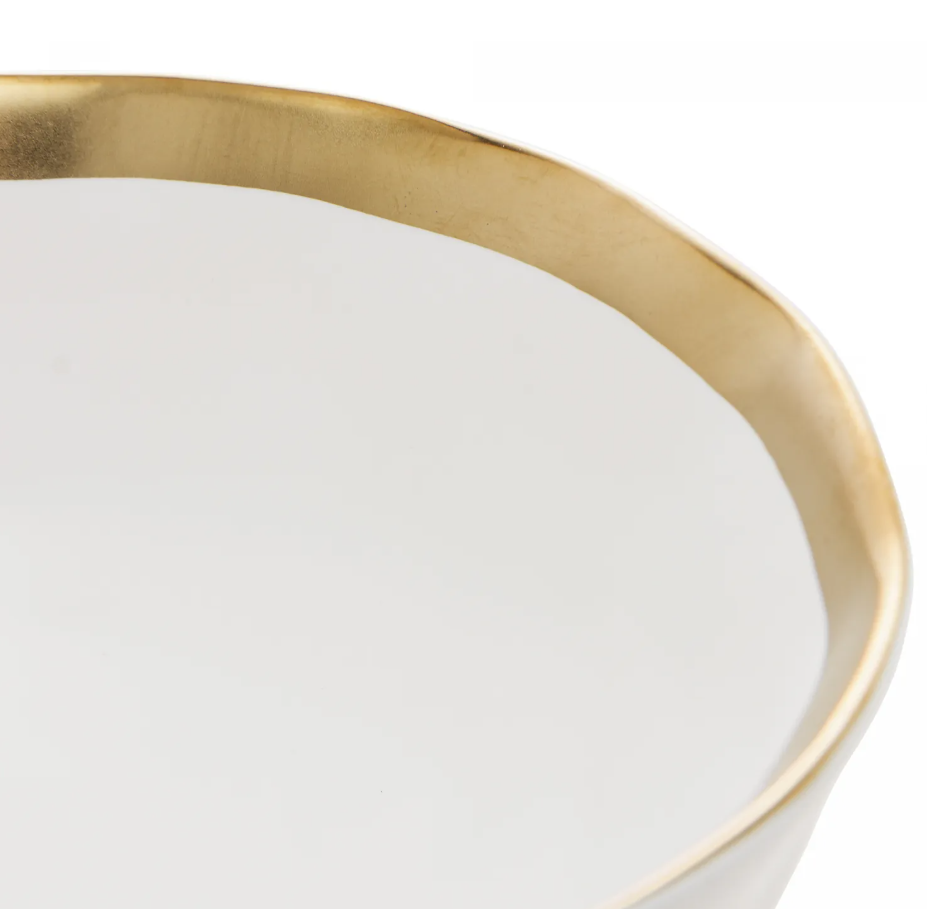 BOWL DE PORCELANA BRANCO E DOURADO DUBAI