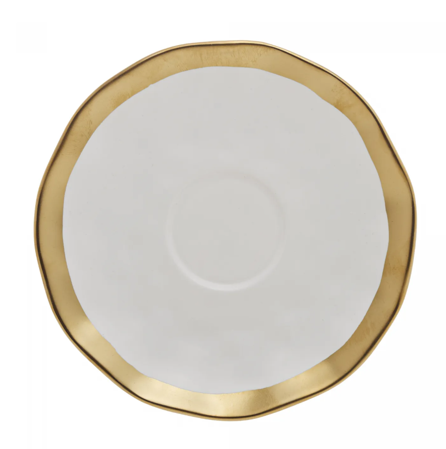 XÍCARA CAFÉ PORCELANA BRANCO E DOURADO DUBAI