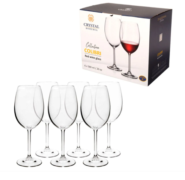JOGO 6 TAÇAS VINHO TINTO CRISTAL COLUMBA